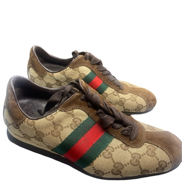 Gucci Beige GG Canvas and Brown Suede Web Detail
Sneakers Size - Picture 6 of 10